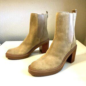 New LOUISE ET CIE Varsan Suede Platform Chelsea Boot Sandstorm 10 MSRP $180